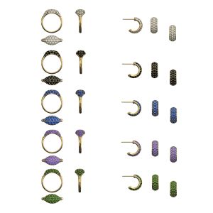 Multi-Colored Pave Rings & Earrings Group