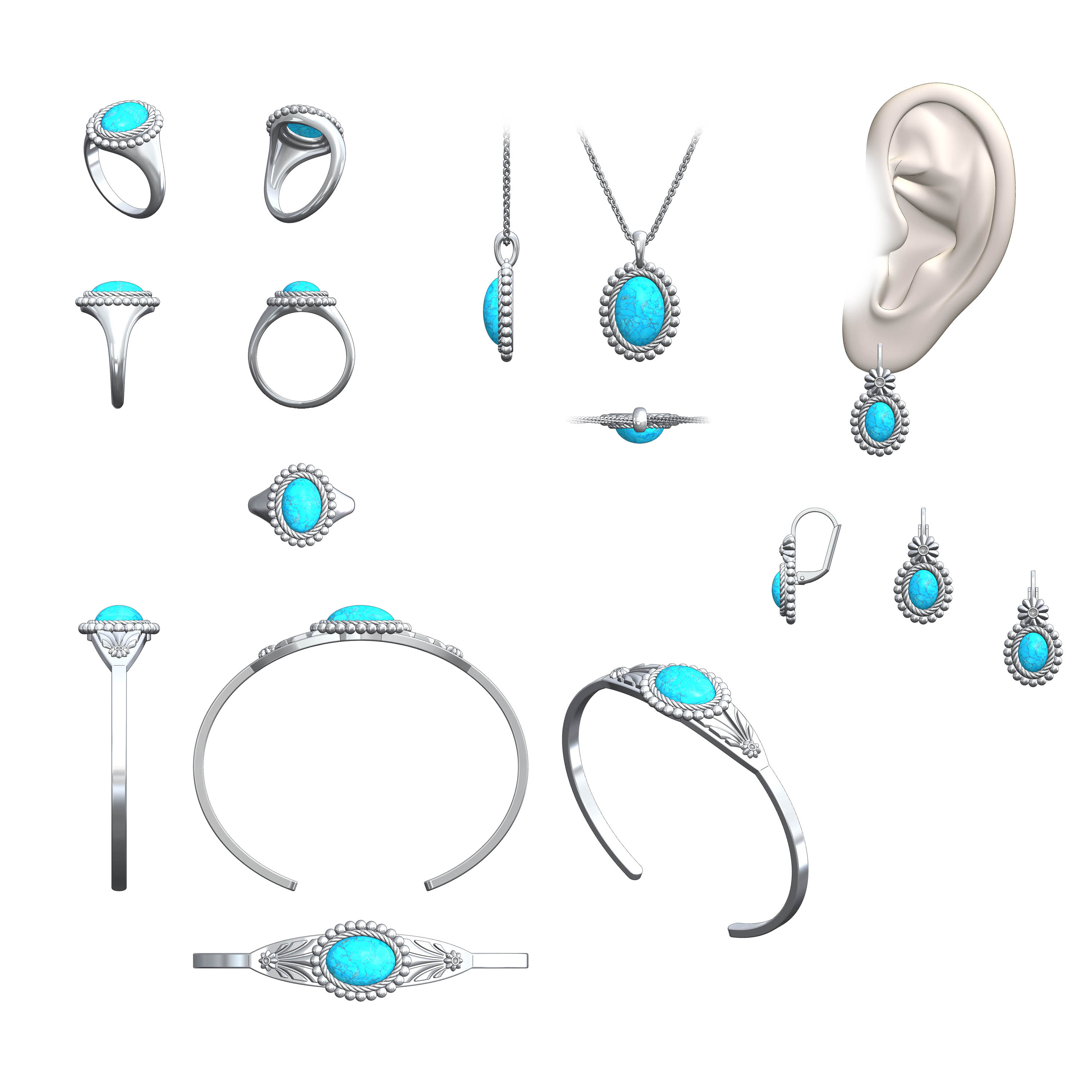 Dyed Howlite SW Stainless Steel Group