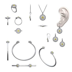 Stylized Daisy Stainless Steel Group