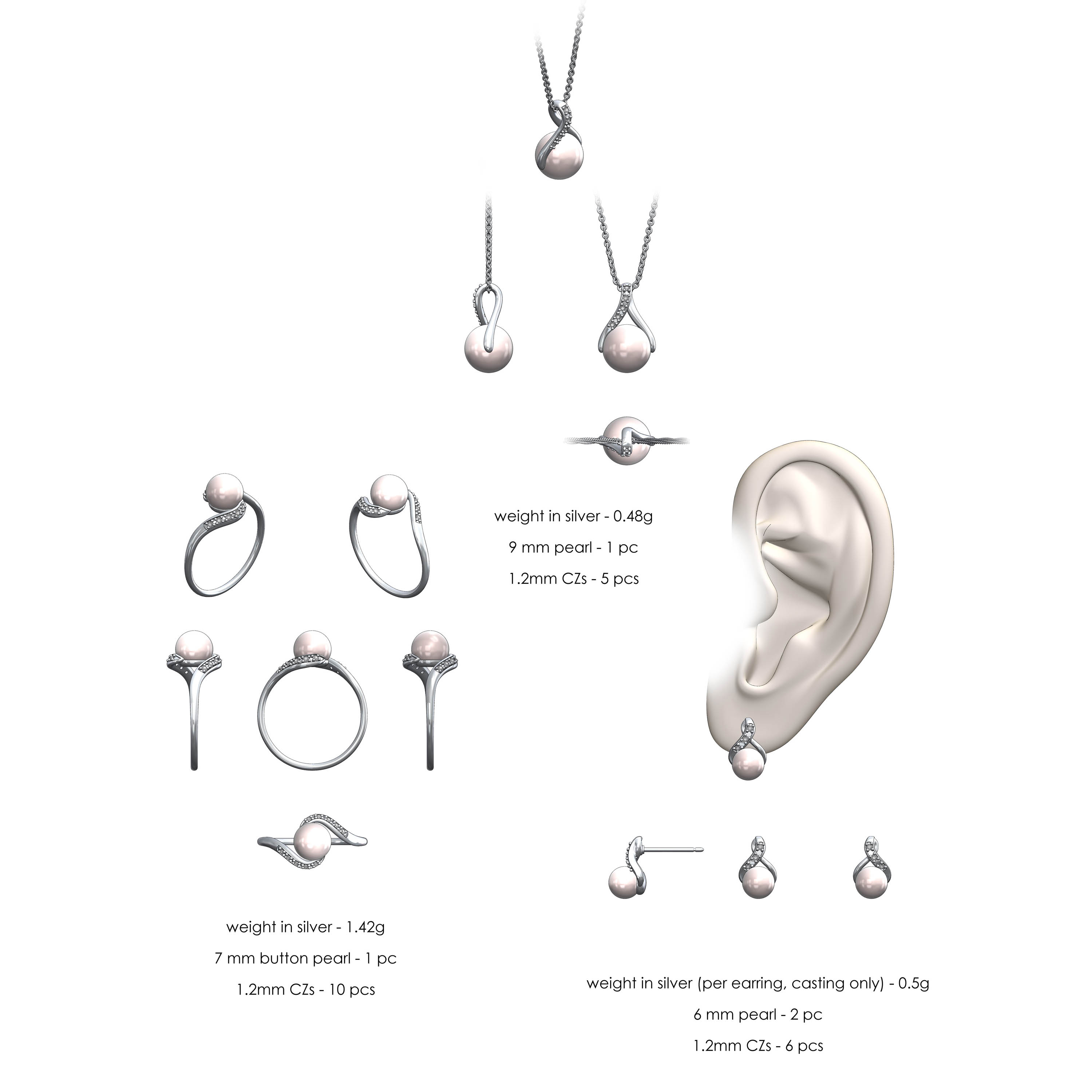 Pink Pearl Sterling Silver Group