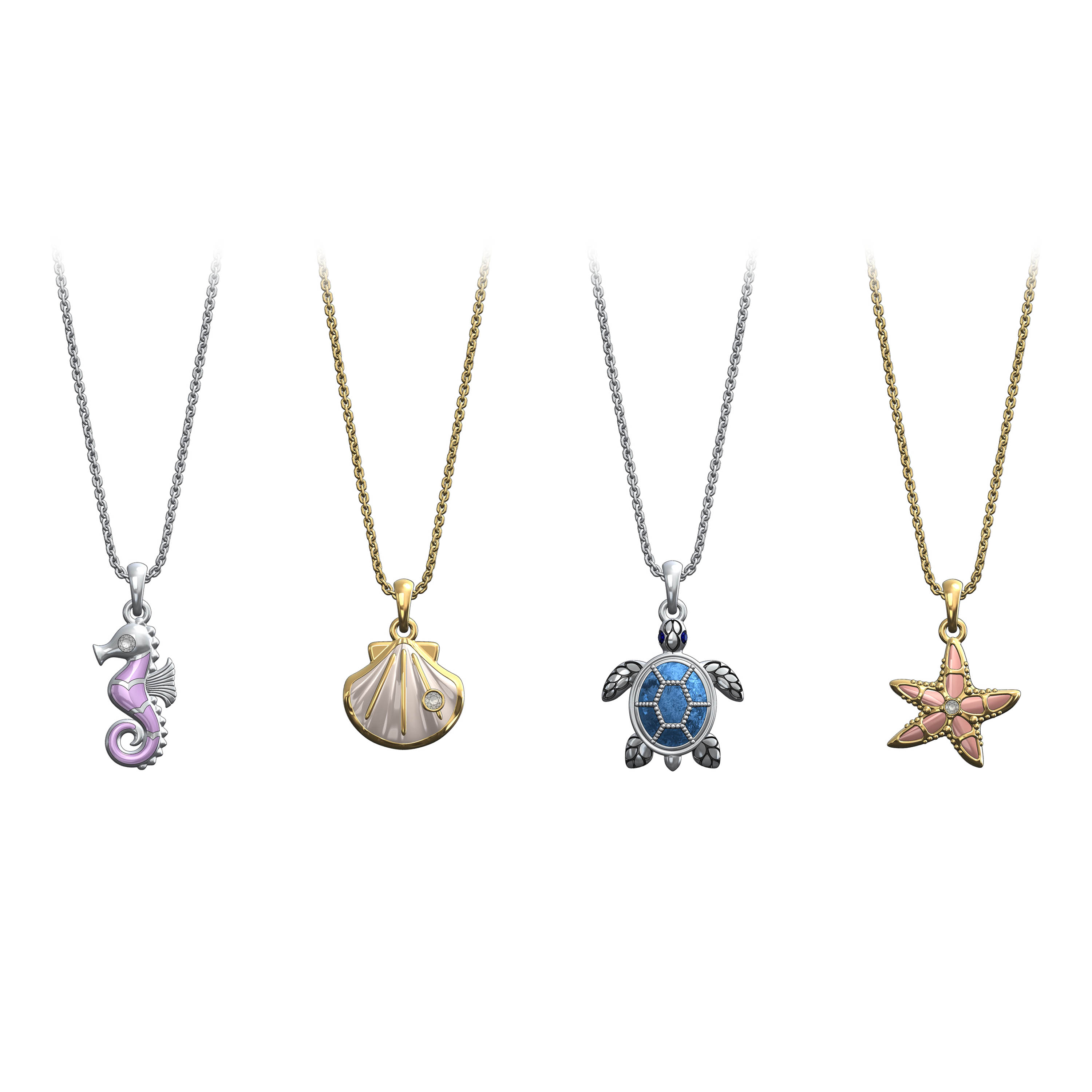 Sealife Enamel Charm Necklaces