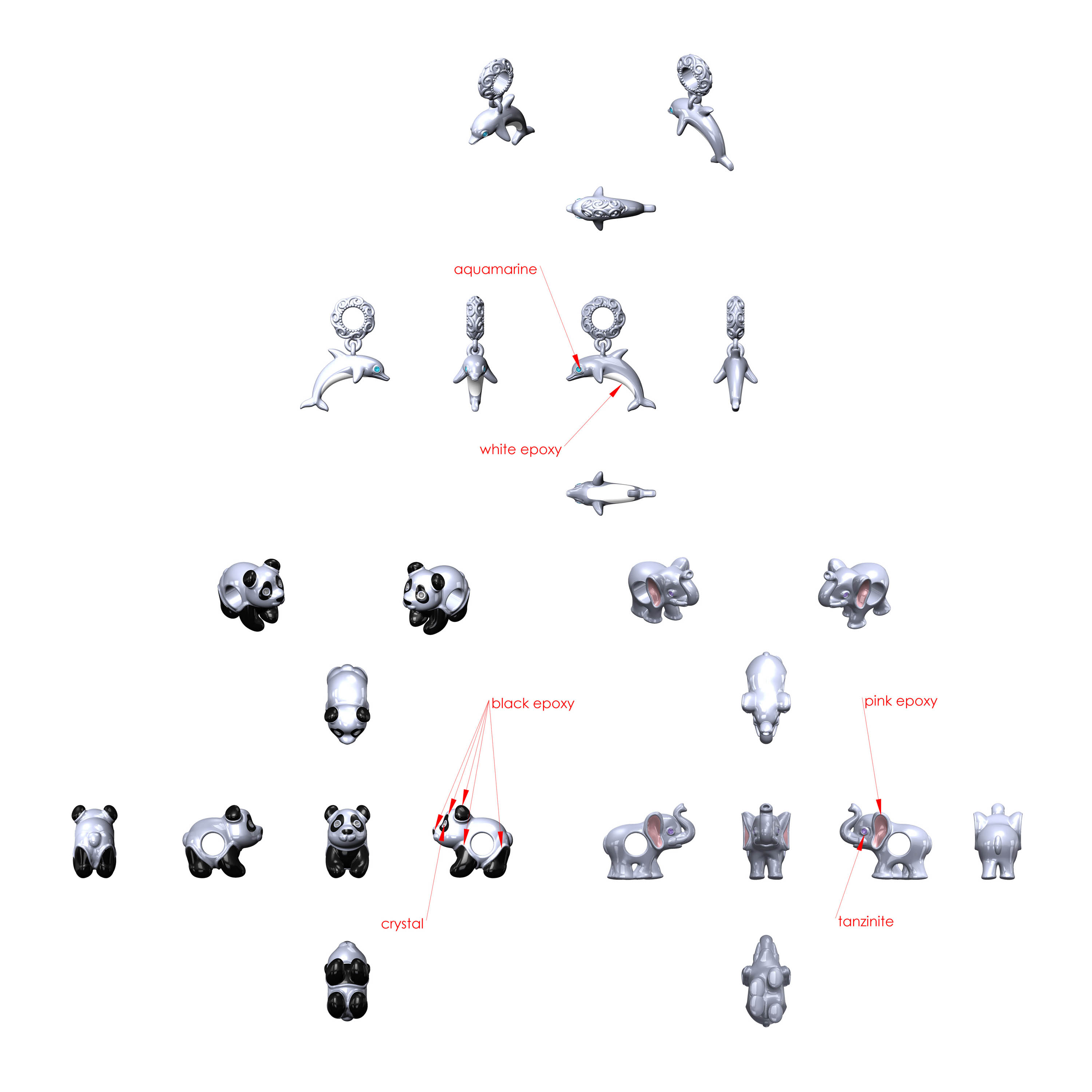 Animal Sliding Bracelet Charms