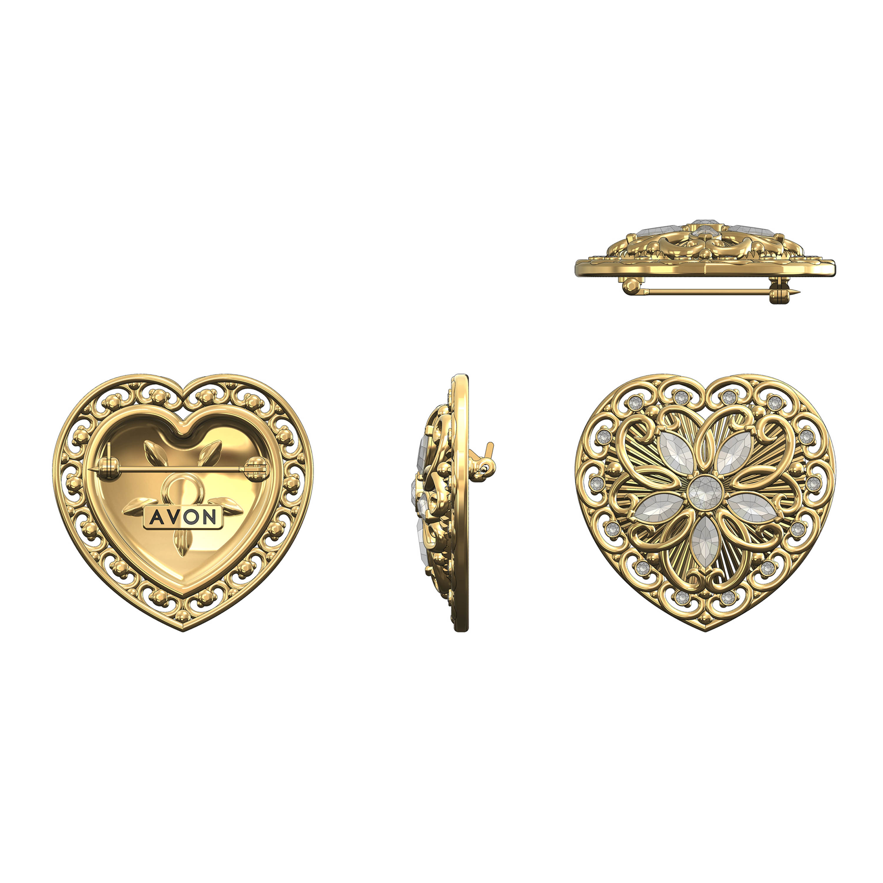 Avon Vintage Heart Brooch