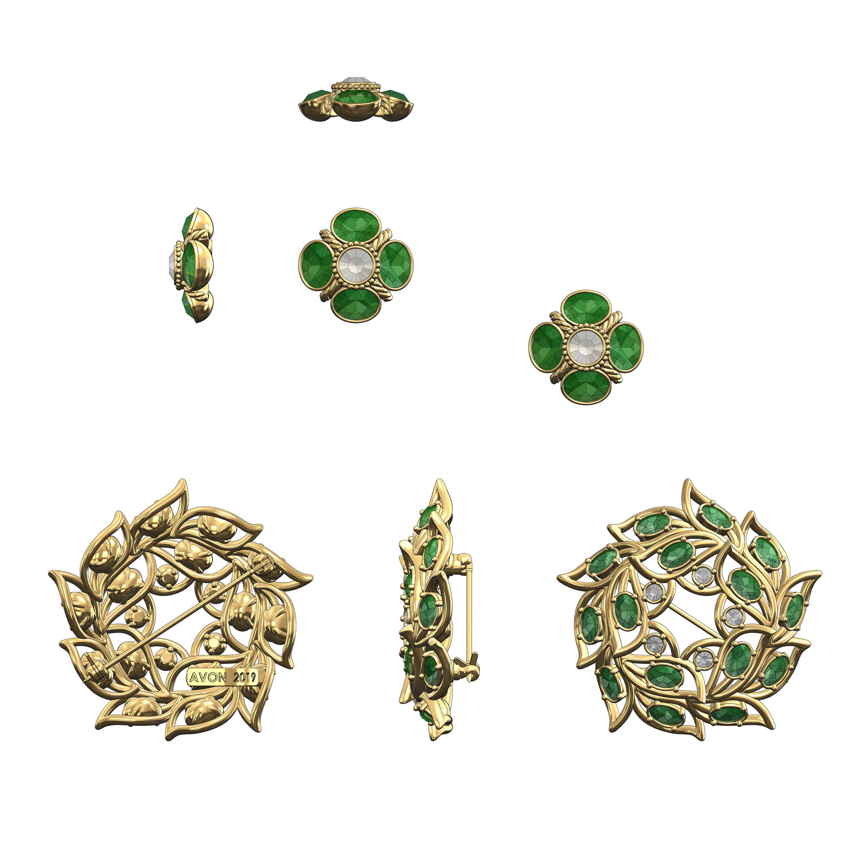 Christmas Wreath Brooch and Earrings