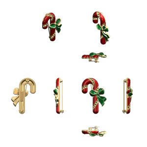 Christmas Candy Cane Enamel Brooch