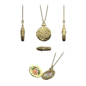 Floral Relief Locket Necklace