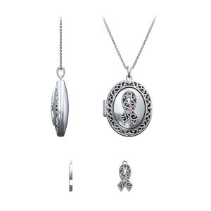 BC Awareness Ornate Locket Necklace