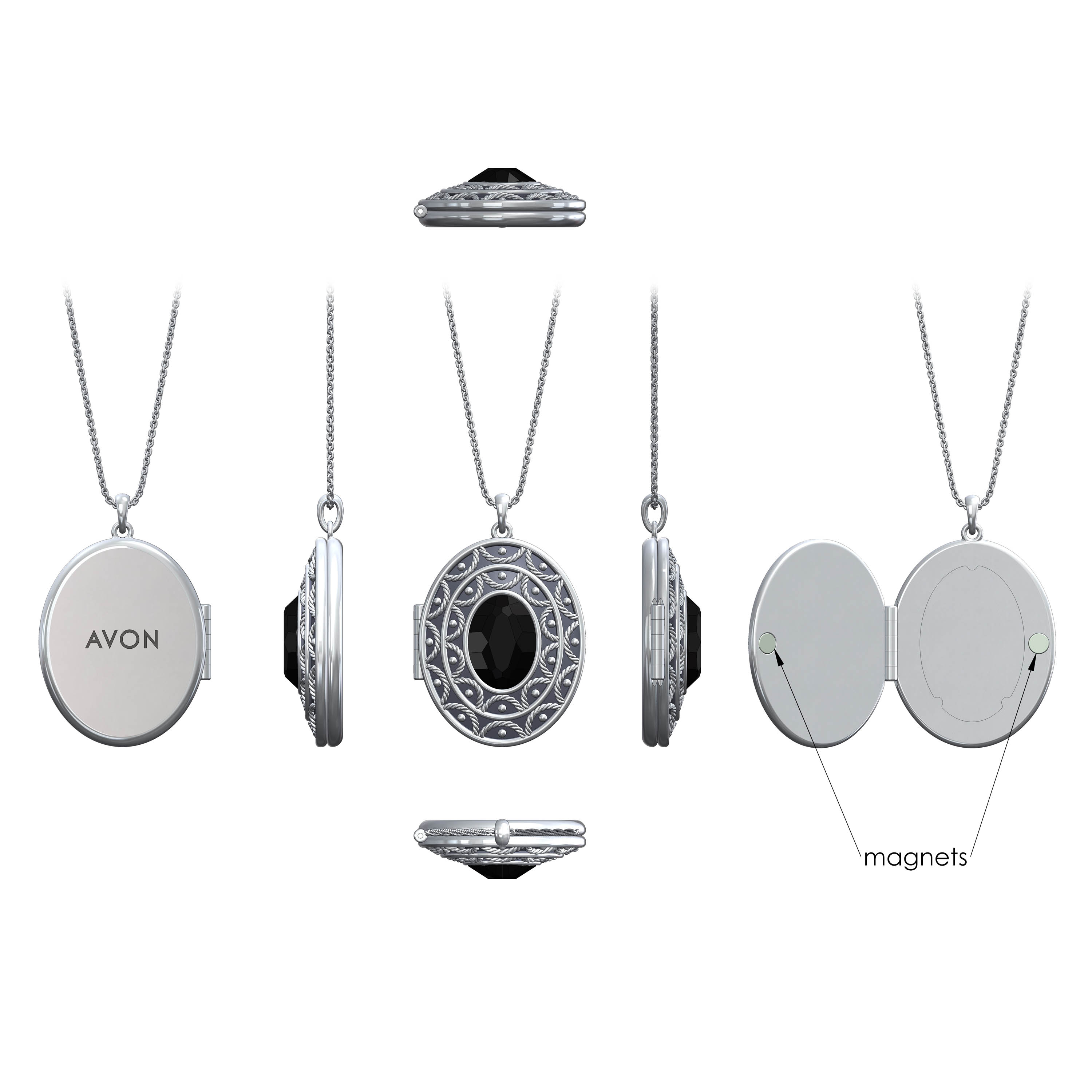 Black Onyx Oval Locket Necklace