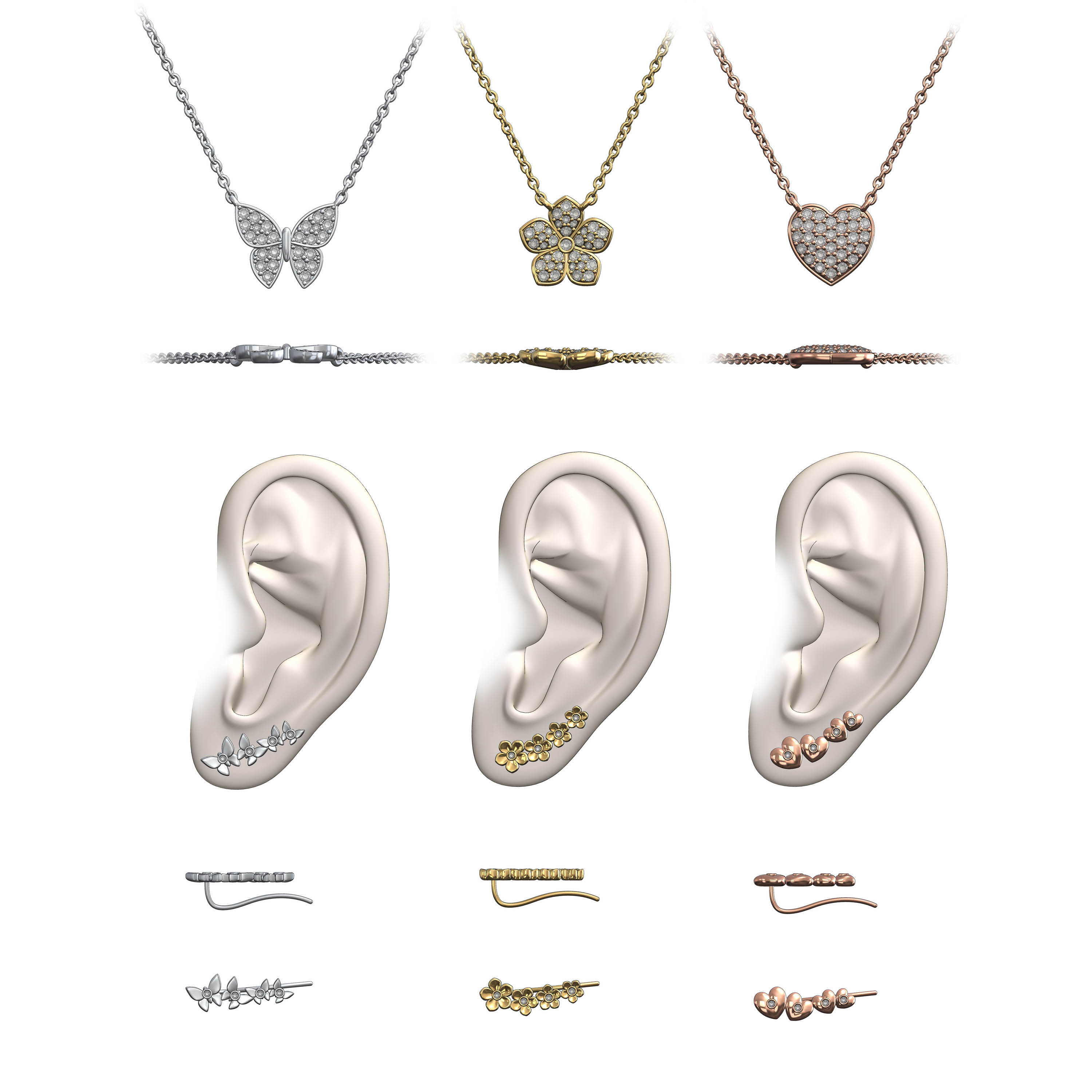 Pave Motifs Necklaces & Earrings